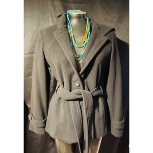 Vintage AK Anne Klein Size Medium Pea Coat with hood READ